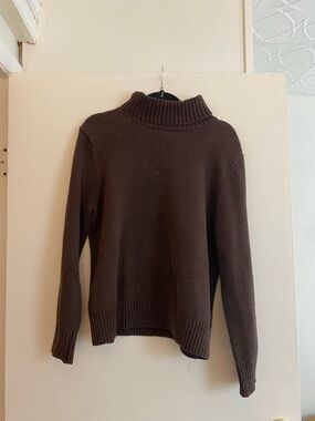 Women's 100% Cotton Brown Turtleneck Sweater